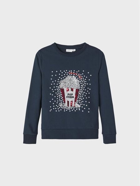 NAME IT Bluza 13219588 Granatowy Regular Fit. Niebieskie bluzy dla dziewczynek Name it, bez wzorów, z bawełny, bez ramiączek, bez kaptura. Za 159.99 zł.