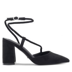 Czółenka DeeZee. Czarne czółenka damskie DeeZee, bez wzorów, bez obcasa, bez zapięcia. Za 77.99 zł.