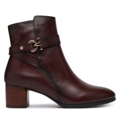 Botki Pikolinos. Brązowe botki damskie Pikolinos, bez obcasa, na słupku, bez zapięcia. Za 759.99 zł.