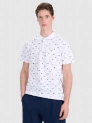 4F Koszulka polo regular męska - biała XXL. Białe koszulki polo męskie 4f, m, bez wzorów, z bawełny, bez kołnierzyka, bez ramiączek. Za 89.99 zł.