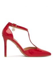 Nine West Szpilki WS21582-01 Czerwony. Czerwone szpilki damskie Nine West, bez wzorów, z materiału, bez obcasa, bez zapięcia. Za 229.99 zł.