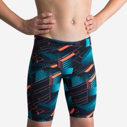 Spodenki pływackie Jammer dla dzieci Nabaiji Fitib. Brązowe szorty dla chłopców NABAIJI, bez wzorów, z materiału, sportowe. Za 69.99 zł.