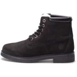 Buty do chodzenia damskie Timberland Hannover Hill Fur Boot WP. Czarne obuwie sportowe damskie Timberland, bez wzorów, z materiału, trekkingowe. Za 654.00 zł.
