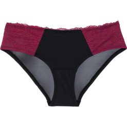 Figi "hipster" bonprix czarno-jeżynowy. Czarne figi damskie bonprix, z koronki. Za 29.99 zł.