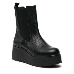 Sztyblety R.Polański. Czarne botki damskie R.Polański, bez obcasa, na koturnie, bez zapięcia. Za 499.99 zł.