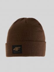 4F Czapka beanie męska - brązowa Uniwersalny. Brązowe czapki i kapelusze męskie 4f, na zimę, bez wzorów, z dzianiny, klasyczne. Za 49.99 zł.