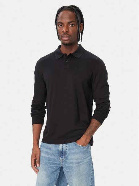 BOSS Polo Interlock 50527525 Czarny Regular Fit. Czarne koszulki polo męskie Boss, m, bez wzorów, bez ramiączek. Za 499.99 zł.