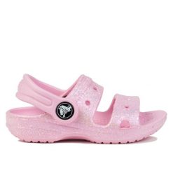 Sandały dziecięce dla dziewczynek Crocs CLASSIC CROCS GLITTER. Czerwone sandały dziewczęce Crocs, bez zapięcia. W wyprzedaży za 119.00 zł.