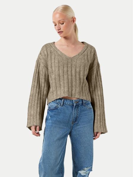 Noisy May Sweter Nina 27027618 Beżowy Loose Fit. Brązowe swetry damskie Noisy may, xs, bez wzorów, z syntetyku, bez kołnierzyka, bez ramiączek, bez kaptura. Za 109.99 zł.