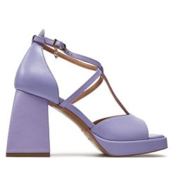 Sandały R.Polański. Fioletowe sandały damskie R.Polański, bez wzorów, bez obcasa, na słupku, bez zapięcia. Za 349.99 zł.