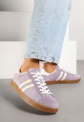 Fioletowe Sneakersy Tenisówki Ozdobione Paskami Nilavara. Fioletowe trampki i tenisówki damskie Renee, bez wzorów, z jeansu, eleganckie, bez zapięcia. Za 159.99 zł.