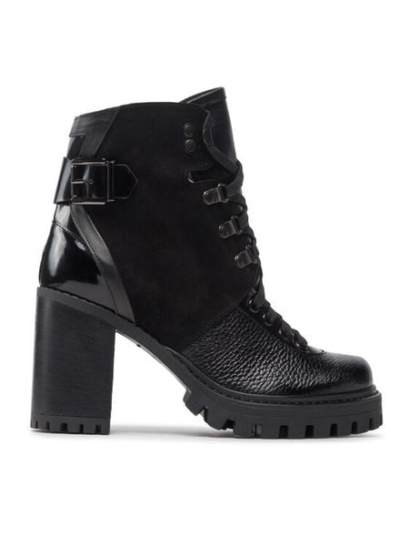 Rage Age Trzewiki RA-16-06-000488 Czarny. Czarne botki damskie Rage Age, ze skóry, bez obcasa, na słupku, bez zapięcia. Za 439.99 zł.