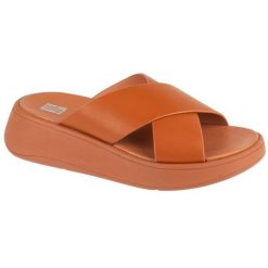 Buty FitFlop F-Mode Flatform FW5-592 brązowe. Brązowe klapki damskie bez wzorów, casualowe, bez obcasa, na platformie. Za 439.16 zł.