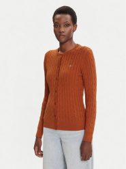 Gant Kardigan 4800103 Brązowy Slim Fit. Brązowe kardigany damskie GANT, s, bez wzorów, z bawełny. Za 569.99 zł.