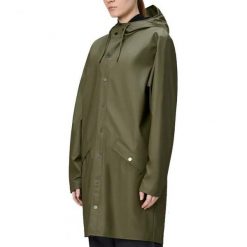 Kurtka RAINS LONG JACKET W3 Zielony. Zielone kurtki damskie Rains, m, bez wzorów, z syntetyku, bez kaptura. Za 233.99 zł.