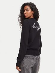 HUGO Sweter Saje 50564300 Czarny Regular Fit. Czarne swetry damskie Hugo, xl, bez wzorów, z bawełny, bez kołnierzyka, bez ramiączek, bez kaptura. Za 469.99 zł.