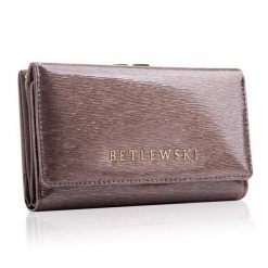 Portfel damski BETLEWSKI ZBPD-BS-108 SZARY. Szare portfele damskie Betlewski, bez wzorów, z lakierowanej skóry. Za 139.00 zł.