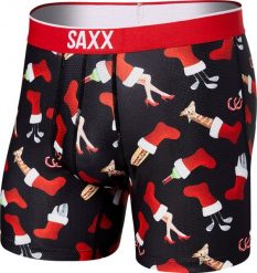 SAXX Bokserki męskie sportowe SAXX VOLT Boxer Brief świąteczna skarpeta czarne M. Czarne bokserki męskie Saxx, m, bez wzorów. Za 110.49 zł.