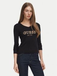 Guess Sweter W6BR55 Z1456 Czarny Regular Fit. Czarne swetry damskie Guess, m, z aplikacjami, z wiskozy, bez kołnierzyka, bez ramiączek, bez kaptura. Za 344.99 zł.