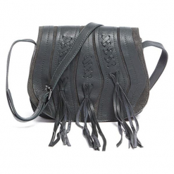 Skórzana torebka w kolorze ciemnozielonym - (S)24 x (W)17 x (G)7 cm. Szare torby na ramię damskie marki Tosca Blu. W wyprzedaży za 329.95 zł.
