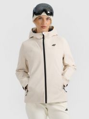 4F Kurtka narciarska membrana 5000 damska - beżowa L. Brązowe kurtki damskie 4f, l, bez wzorów, z materiału, bez kaptura, narciarskie. Za 349.99 zł.