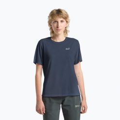 Koszulka trekkingowa damska Jack Wolfskin Vonnan. Niebieskie t-shirty damskie Jack Wolfskin, uniwersalny, bez wzorów, z materiału, eleganckie, bez kołnierzyka. Za 159.99 zł.