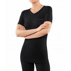Koszulka damska Falke Wool-Tech Light. Czarne koszulki sportowe damskie Falke, m, bez wzorów, z materiału, bez kołnierzyka, bez ramiączek. W wyprzedaży za 328.85 zł.