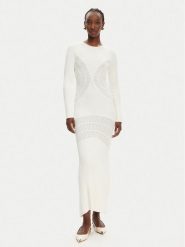 PINKO Sukienka dzianinowa Vettore Abito 104631 A2E6 Écru Slim Fit. Sukienki damskie Pinko, m, bez wzorów, z dzianiny, bez kołnierzyka, bez ramiączek. Za 1,029.00 zł.