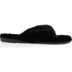 Czarne japonki (38). Czarne klapki damskie Inny, bez wzorów, z futra, eleganckie, bez obcasa. Za 29.99 zł.
