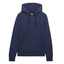 Bluza z kapturem Superdry Athletic Emboss Relaxed. Niebieskie bluzy męskie Superdry., xl, z aplikacjami, z bawełny, z kapturem. Za 367.85 zł.