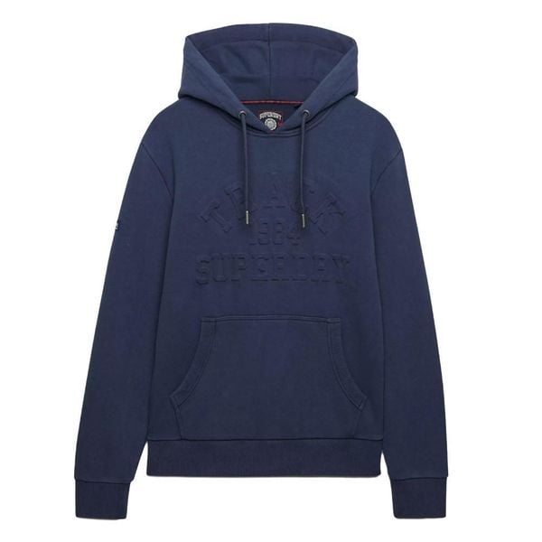 Bluza z kapturem Superdry Athletic Emboss Relaxed. Niebieskie bluzy męskie Superdry., xl, z aplikacjami, z bawełny, z kapturem. Za 345.10 zł.