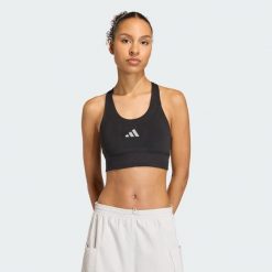 Biustonosz adi365 Running Pocket Medium Support. Czarne obuwie sportowe damskie Adidas, bez wzorów, do biegania. Za 222.85 zł.