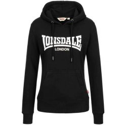 Bluza damska z kapturem Lonsdale Flookburgh. Czarne bluzy damskie Lonsdale, m, bez wzorów, z bawełny, z kapturem. Za 264.50 zł.
