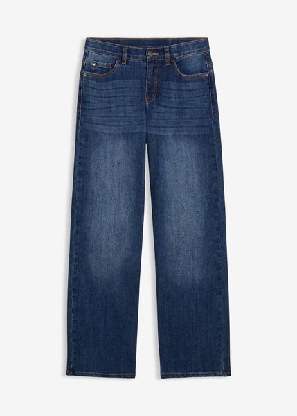 Jeansy wide leg, średni stan. Niebieskie jeansy dla dziewczynek bonprix, z jeansu. Za 77.99 zł.