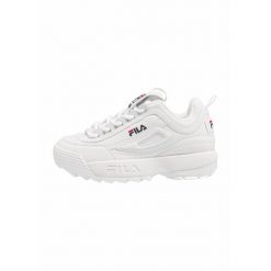 Buty sportowe Sneakersy dziewczęce Fila Disruptor Teens. Białe buty sportowe dziewczęce Fila, bez wzorów, z gumy, bez zapięcia, trekkingowe. Za 199.00 zł.