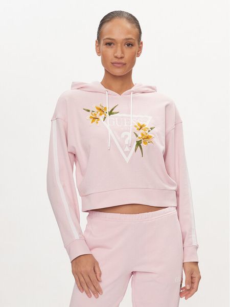 Guess Bluza Zoey V4GQ04 KC6V1 Różowy Regular Fit. Czerwone bluzy damskie Guess, xl, z aplikacjami, z bawełny, bez kaptura. Za 299.99 zł.