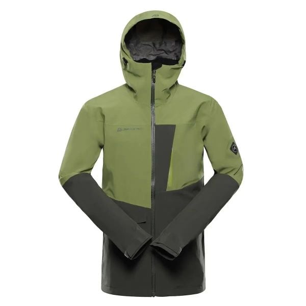 Kurtka męska trekkingowa wodoodporna Alpine Pro Zarr 2. Zielone kurtki męskie Alpine Pro, l, z aplikacjami, z hardshellu, klasyczne, bez kaptura. Za 899.00 zł.