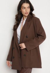 Brązowa Dwurzędowa Marynarka o Pudełkowym Kroju Nilinne. Brązowe żakiety damskie Born2be, uniwersalny, bez wzorów, z jeansu, eleganckie. Za 139.99 zł.