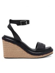 Calvin Klein Espadryle Wedge Sandal 70 - He HW0HW02376 Czarny. Czarne sandały damskie Calvin Klein, bez wzorów, ze skóry, bez obcasa, bez zapięcia. Za 319.99 zł.