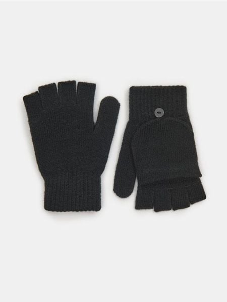 Rękawiczki mitenki - czarny. Czarne rękawiczki damskie Sinsay, bez wzorów. Za 15.99 zł.