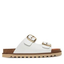 Klapki Dr. Brinkmann. Białe klapki damskie Dr. Brinkmann, bez wzorów, bez obcasa. Za 379.99 zł.