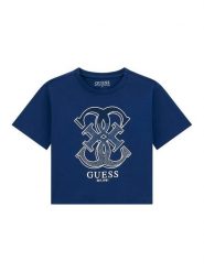 Guess Kids Top 180877 Niebieski Classic Fit. Niebieskie t-shirty i topy dla dziewczynek Guess Kids, z aplikacjami, bez ramiączek. Za 115.00 zł.