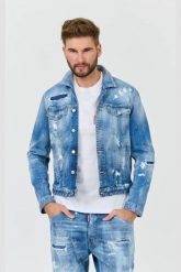 DSQUARED2 Kurtka jeansowa męska Dan Jean Jacket, Rozmiar 56. Niebieskie kurtki męskie Dsquared2, l, bez wzorów, z jeansu, bez kaptura. W wyprzedaży za 2,199.99 zł.