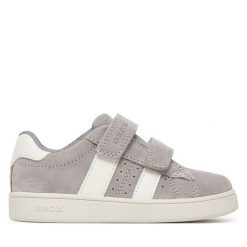 Sneakersy Geox. Szare trampki i tenisówki chłopięce Geox, bez wzorów, bez zapięcia. Za 249.99 zł.