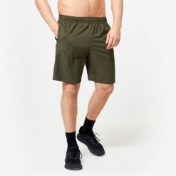 Spodenki fitness cardio męskie Domyos. Brązowe buty sportowe męskie DOMYOS, m, bez wzorów, z elastanu, na fitness i siłownię. Za 49.99 zł.
