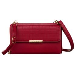 Listonoszka czerwona 4U Cavaldi M-17. Czerwone portfele damskie 4U Cavaldi, bez wzorów, ze skóry. Za 59.99 zł.