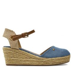 Espadryle Wrangler. Niebieskie sandały damskie Wrangler, bez wzorów, bez obcasa, bez zapięcia. Za 179.99 zł.