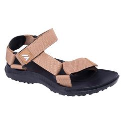 Sandały Damskie Moretti. Brązowe sandały damskie MARTES ESSENTIALS, bez wzorów, z materiału, bez obcasa, na obcasie, bez zapięcia. Za 64.99 zł.