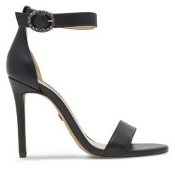 Sandały Nine West. Czarne sandały damskie Nine West, bez wzorów, bez obcasa, na szpilce, bez zapięcia. Za 184.99 zł.