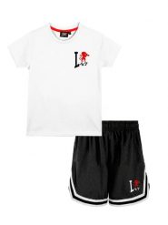 Zestaw dla chłopców: Koszulka + szorty bermudy z siateczki. Czarne szorty dla chłopców LEONE 1947 APPAREL, bez wzorów, z bawełny, sportowe. Za 235.76 zł.